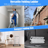 Giantex 7-in-1 12 Ft Folding Ladder, Multi Position Aluminium Extension Ladder