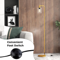 Industrial Floor Lamp with Hanging Glass Lampshade and Foot Switch