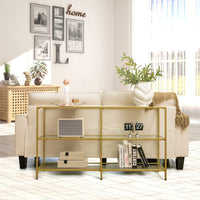 Giantex 3-Tier Glass Console Table, Narrow Long Sofa Side Table with Tempered Glass Shelves & Gold Steel Frame