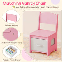 Princess Vanity Table and Chair Set with 2 Drawers