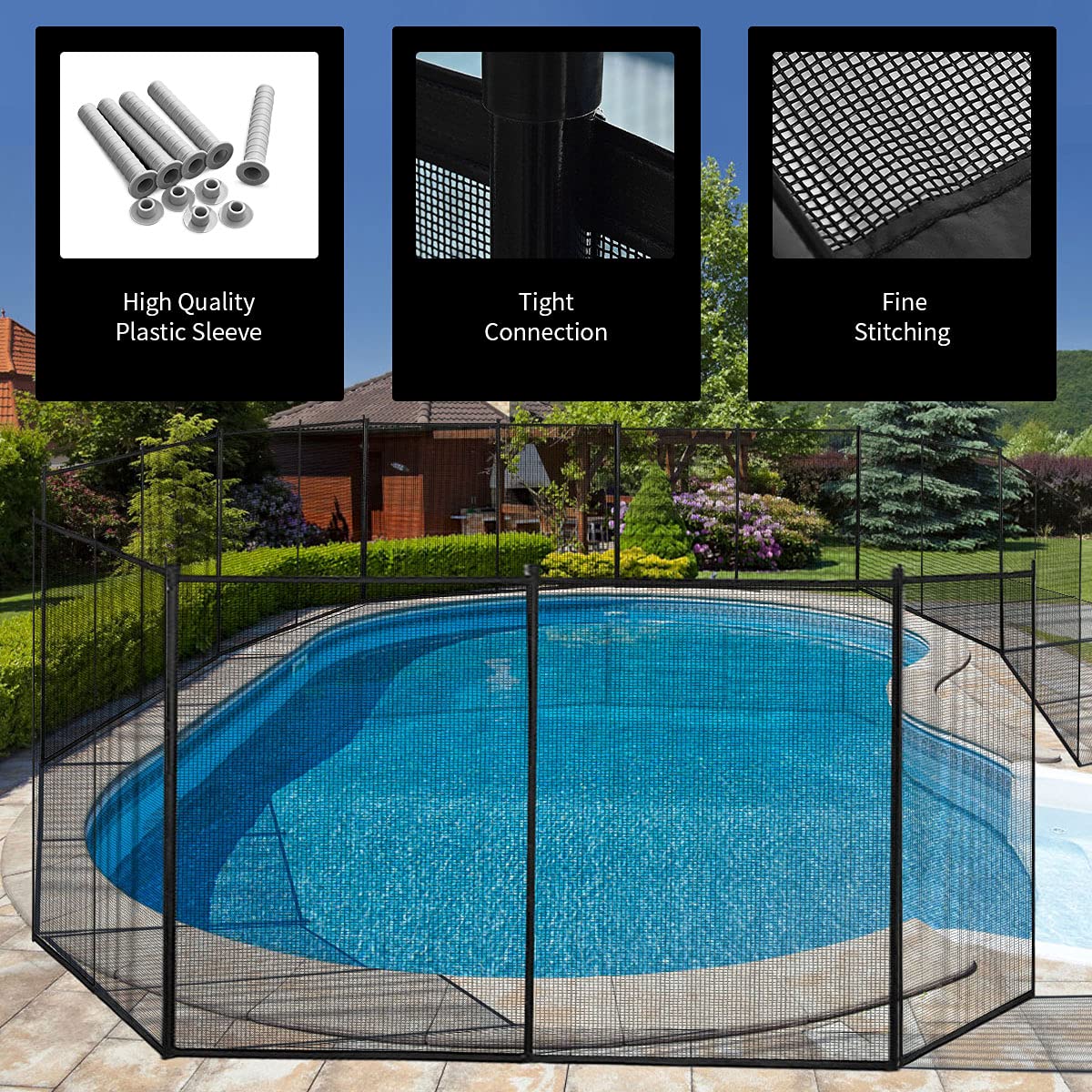 Mesh Swimming Pool Safety Fence with Spring-Loaded Safety Latch System