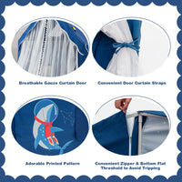 Large Kids Play Tent with Removable Padded Mat & Gauze Door Curtain