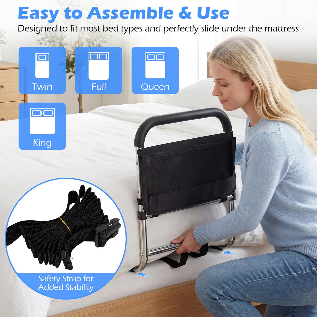 Bed Rails for Elderly Adults Safety, Height Adjustable Bed Assist Rail