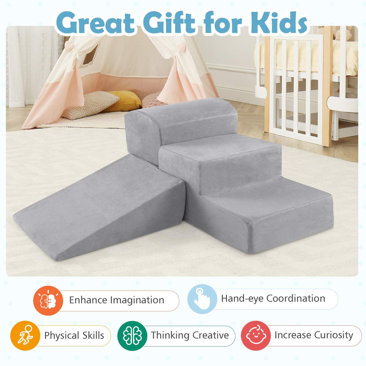 5-Piece Kids Climb and Crawl Soft Playset with Machine-Washable Covers