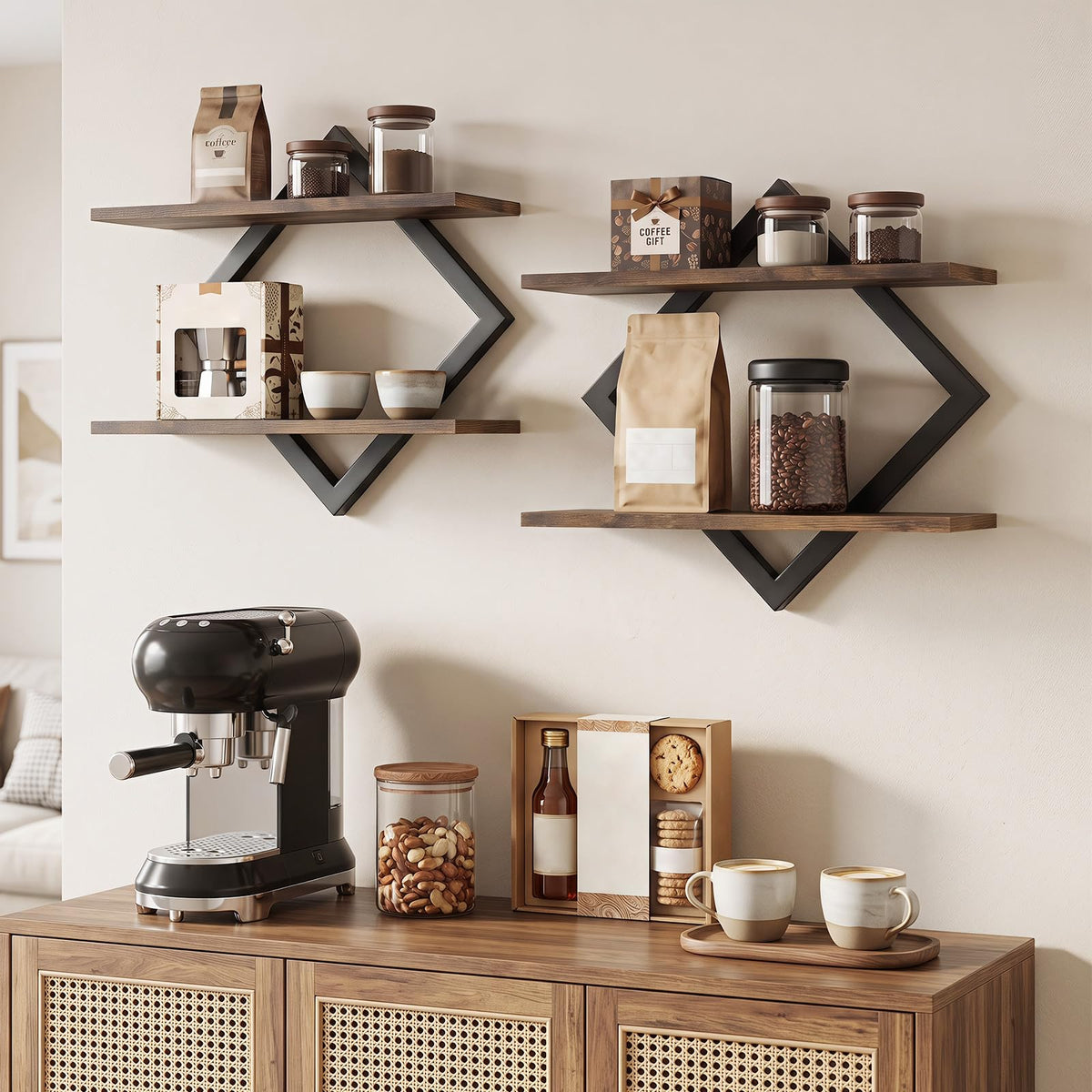 Giantex 2-Pack Diamond Shaped Floating Shelves for Wall