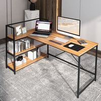 Giantex L-Shaped Computer Desk, Reversible Corner Desk with 3-Tier Storage Shelf & Metal Frame