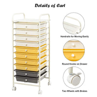 10-Drawer Rolling Storage Cart, Utility Tools Scrapbook Paper Organizer Cart