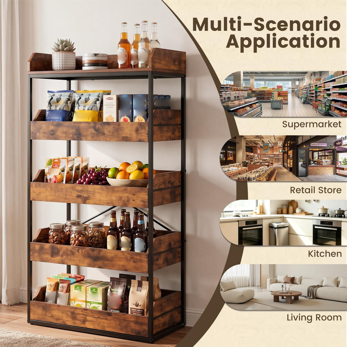 Giantex 5-Tier Food Storage Rack, Retail Snack Display Shelf