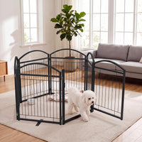 360/480x81cm Foldable Metal Dog Gate with Door 6/8 Panels