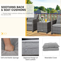 3 Pieces Patio Rattan Sofa Set with Soft Seat for Poolside & Backyard