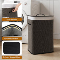 Giantex Bamboo Laundry Hamper w/Lid, 72 L Capacity Clothes Hamper w/Removable Liner