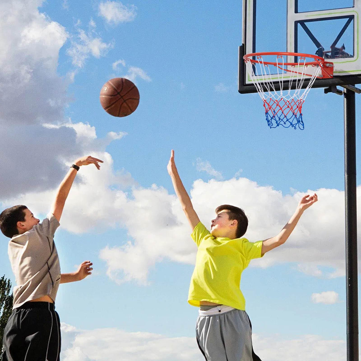 Basketball Rim Wall Door All-Weather Hanging Mounted Basketball Hoop w/ Net