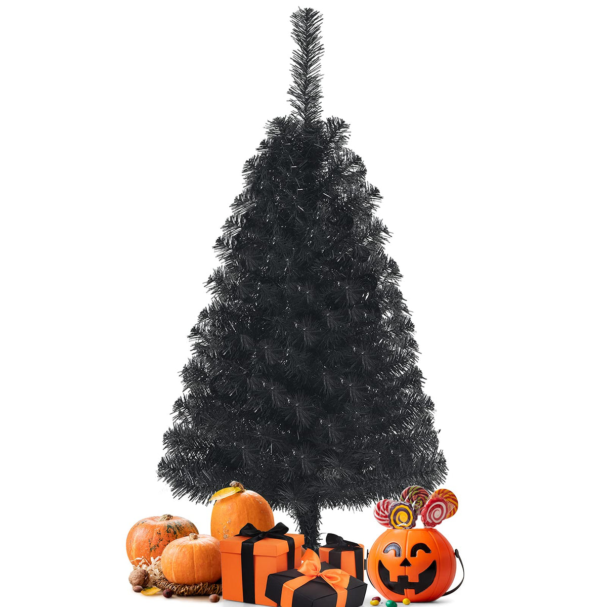 3ft Unlit Black Christmas Tree, Artificial Halloween Tree