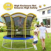 8FT Outdoor Trampoline with Galvanized Steel Frame and Enclosure Net