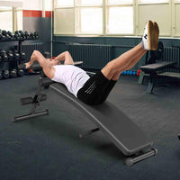 Foldable & Adjustable Curved Decline Sit Up Bench w/ High Density Foam & Metal