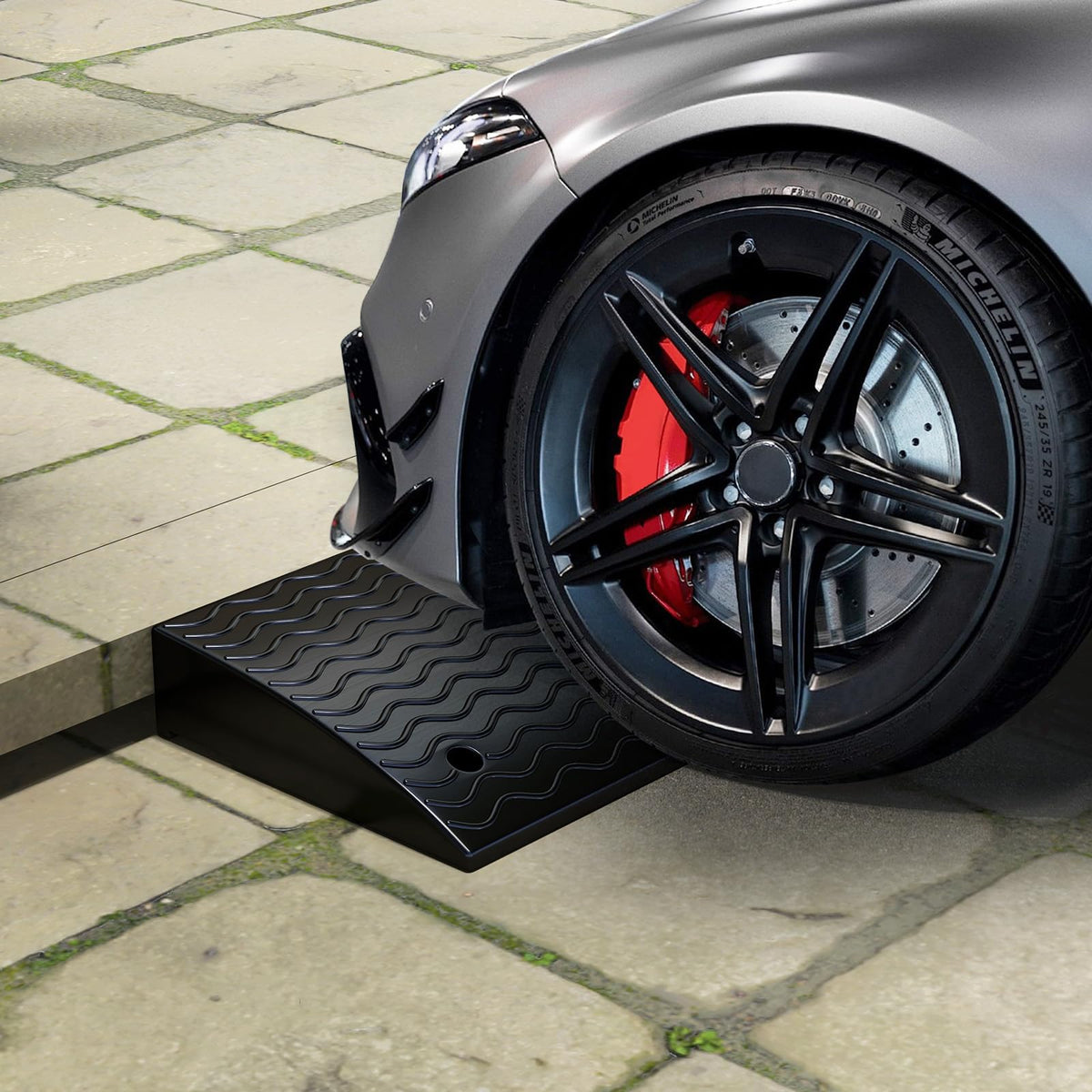 Curb Ramp 2 Pack, 12/13cm Raised Height Rubber Threshold Ramps Set