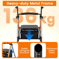Folding Lightweight Rollator Walker with Backrest and Adjustable Height 136 KG Capacity