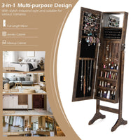 Giantex Mirror Jewelry Cabinet w/ Full Length Mirror, Jewelry Makeup Storage Cabinet w/ Lockable Door