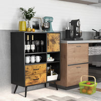 Giantex Mid-Century Buffet Sideboard, Industrial Kitchen Cupboard with Single Door, 2 Drawer & 4 Open Compartments