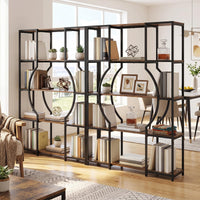 Giantex 5-Tier Industrial Geometric Tall Bookshelf with Open Shelves