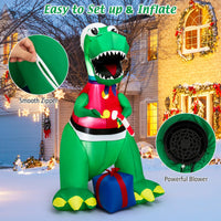 1.82M Inflatable Christmas Dinosaur with Gift for Indoor/Outdoor