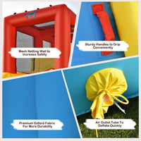 Inflatable Water Slide, 7-in-1 Double Long Slide Inflatable Water Park w/Climbing Wall