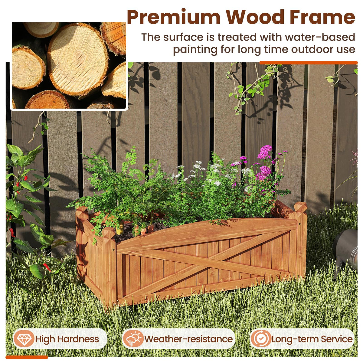 Wooden Raised Garden Bed 90 x 40 x 37 cm Rectangle Planter