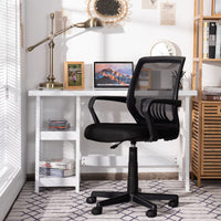 Giantex Mesh Office Chair, Ergonomic Mid-Back Computer Chair w/Large Size Seat, Black