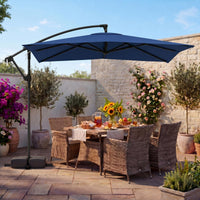 2.8M Patio Umbrella with Weighted Base Sandbags and Push Button Tilt for Garden