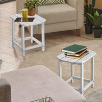 2-Pieces 18 Inches Adirondack Outdoor Side Table for Patio and Garden-White