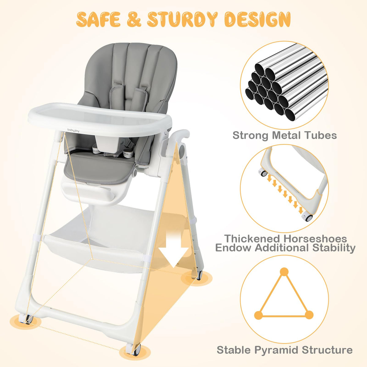 Convertible Infant Dining Chair with 7 Height for Babies and Toddlers