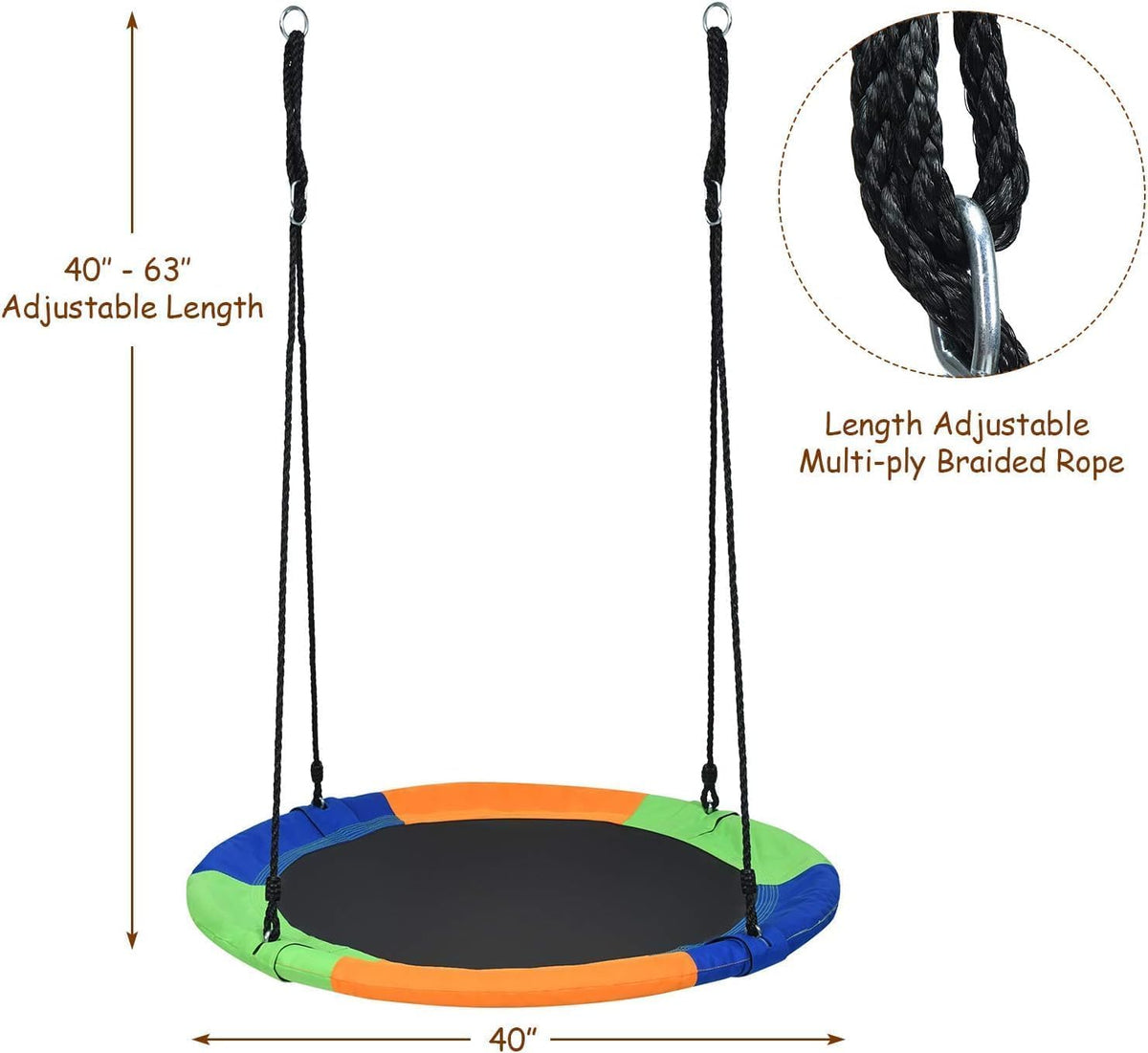 100 cm Flying Saucer Tree Swing for Kids, Play Swing