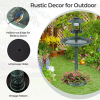3-in-1 Outdoor Solar Lighted Bird Bath with Flower Planter Base