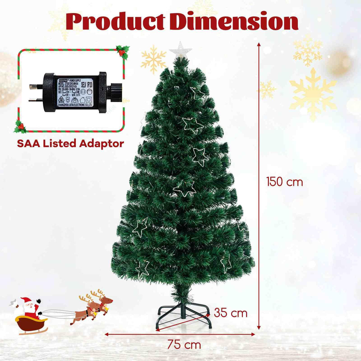 Pre-Lit Artificial 1.5M 1.8M Optical Fiber Christmas Tree with Star String Lights