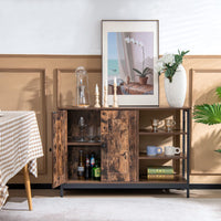 iantex Industrial Kitchen Buffet Cabinet, Multipurpose Console Table w/2-Door Cabinet, Adjustable Inside Shelf