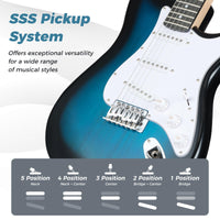 Electric Guitar Beginner Kit with Amplifier and Classic SSS Pickup