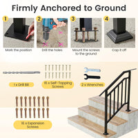 2 Pack Handrails for Outdoor Steps, 3-Step Galvanized Metal Hand Rails