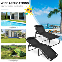 Patio Folding Chaise Lounge with 4-Level Backrest & Detachable Headrest Outdoor（70cm）