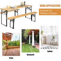 3PCS Outdoor Folding Picnic Table Bench Set