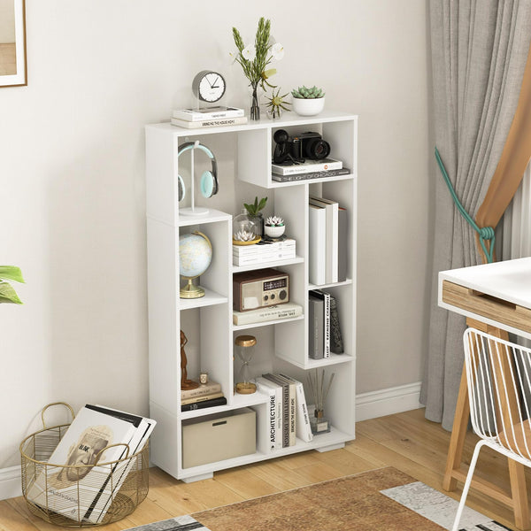 Giantex 120 cm Tall Bookshelf, Modern Geometric Bookcase with Open Shelves