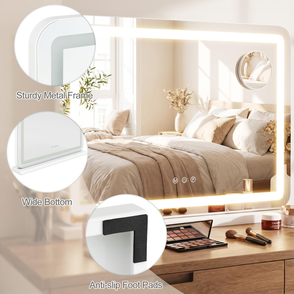 Giantex Vanity Mirror with LED Lights & Removable Magnify Mirror