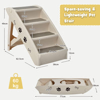4 Steps Folding Dog Ramp Stairs, Portable Pet Climbing Ladder