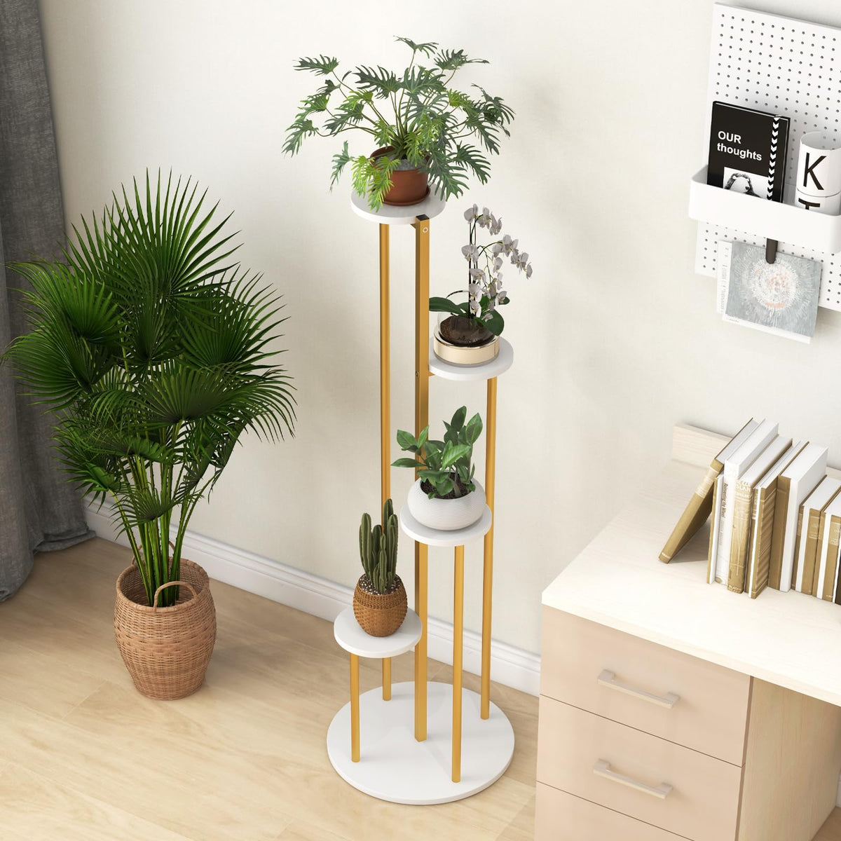 Indoor Metal Plant Stand, 125 CM Tall Corner Plant Shelf for Potted Plant