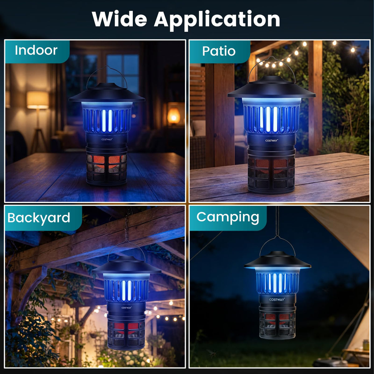 Outdoor Fly Trap with Light, Rechargeable Electric Bug Catcher