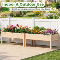 Wooden Raised Garden Bed with Legs, Natural Fir Wood Elevated Planter Box