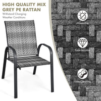 Set of 6 Outdoor PE Wicker Stackable Chairs for Garden & Yard & Deck & Lawn