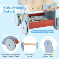 2-in-1 Wooden Baby Push Walker with Multi-Activity Center