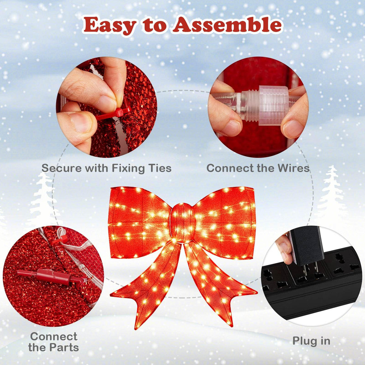 93 CM Lighted Christmas Bow Decoration