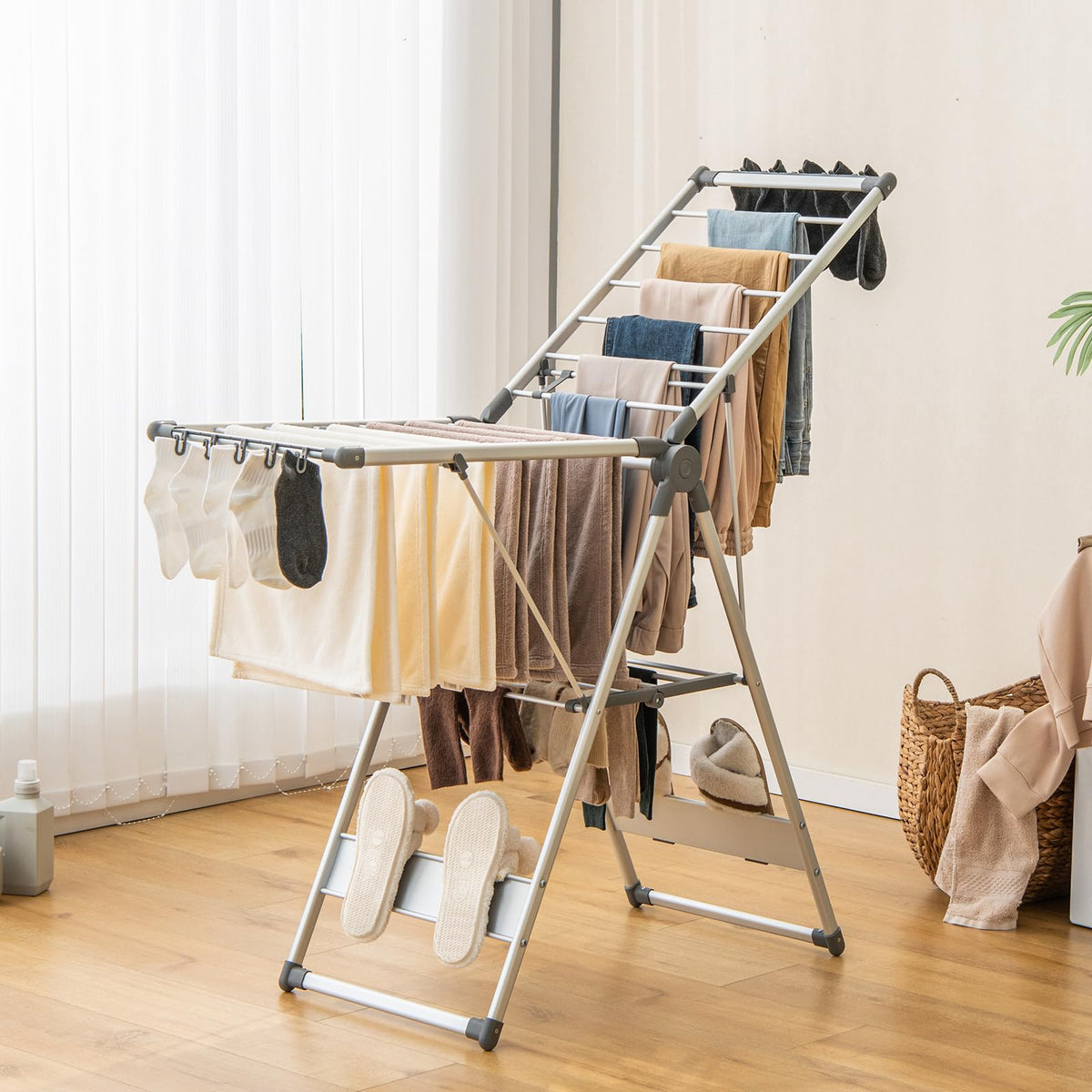 Giantex Clothes Drying Rack, 2-Layer Folding Laundry Drying Rack ...