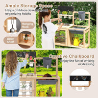 Kids Pretend Play Kitchen Toy Set with Removable Sink, Faucet, Dual Stoves